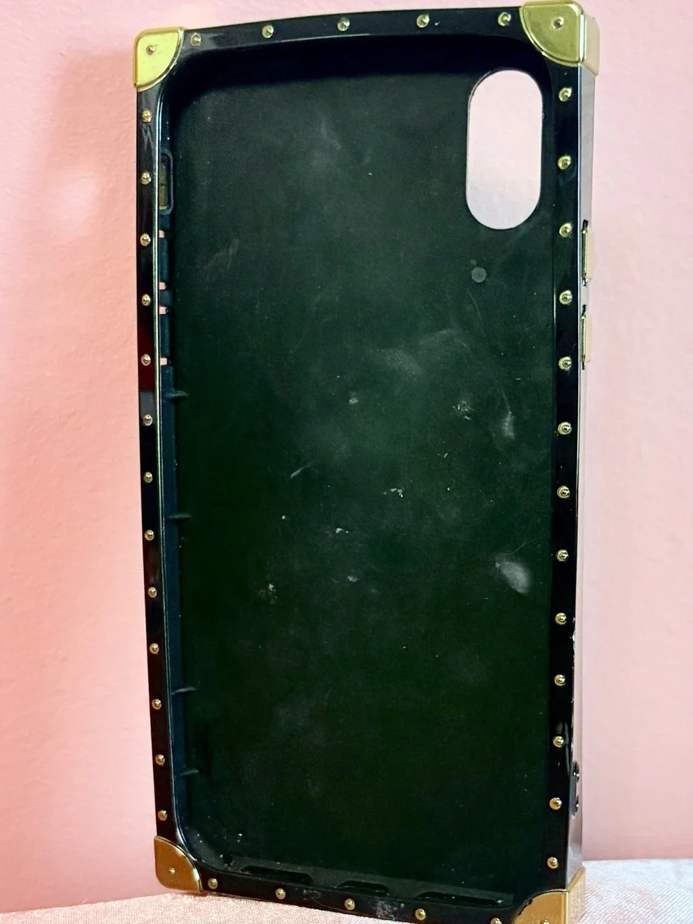 Designer Pattern Brown/Gold Phone Case with Black Trim & Gold Accents — iPhoneXS